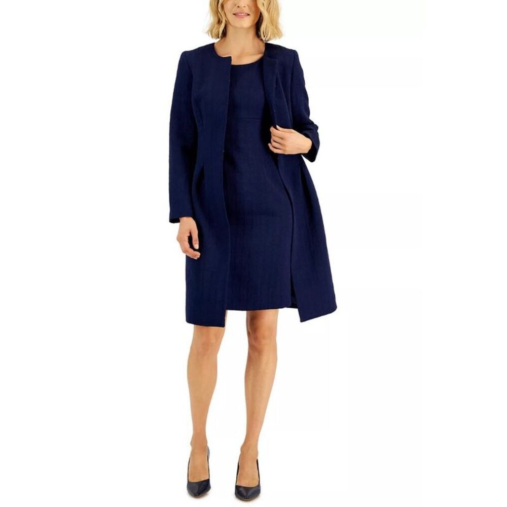 Le Suit Women's Jacquard Long Jacket & Sheath Dress, Regular and Petite Sizes